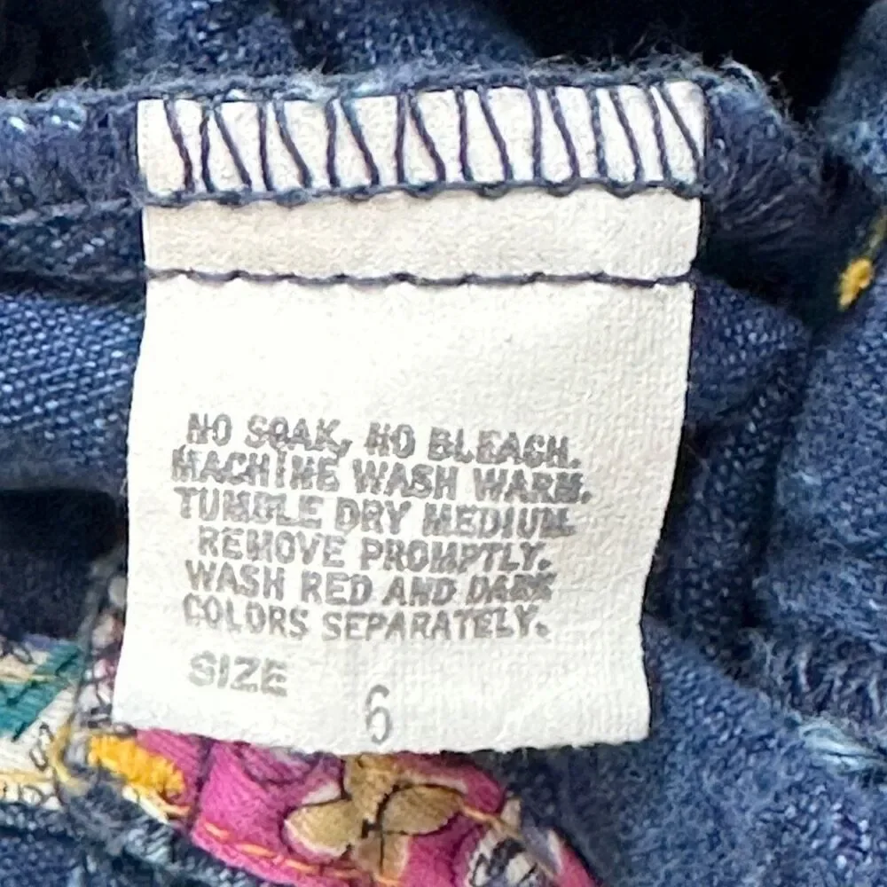 Vintage OshKosh B’gosh Girls Denim Overalls 6 USA Made 90s Stripe Cute Americana